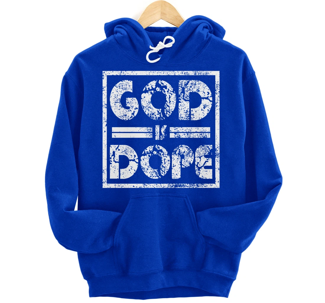 Distressed Design Religious Spiritual Grunge Faithful Pullover Hoodie