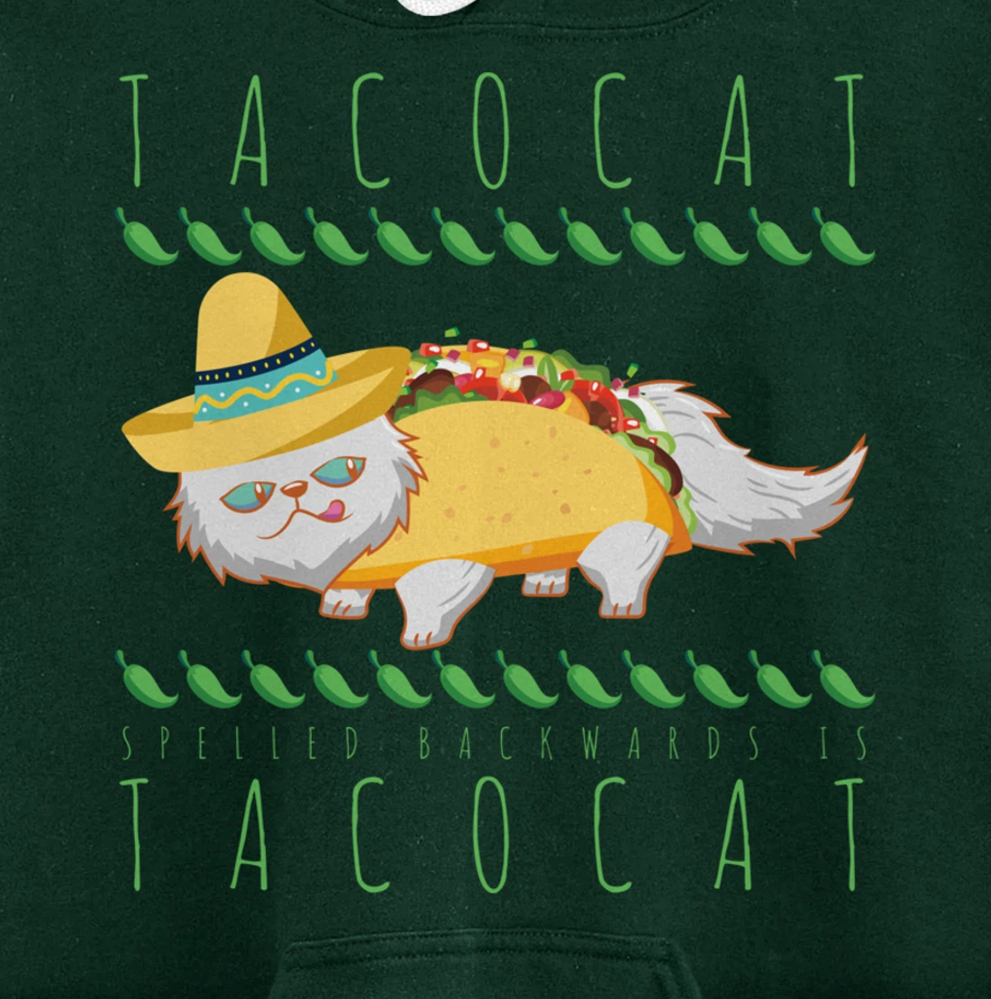 Tacocat Spelled Backward Is Tacocat Funny Mexican Cat Tacos Pullover Hoodie
