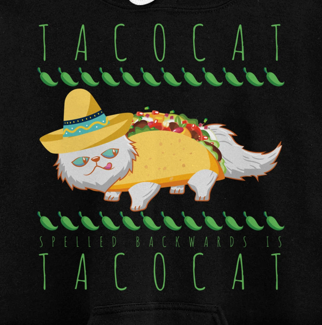Tacocat Spelled Backward Is Tacocat Funny Mexican Cat Tacos Pullover Hoodie