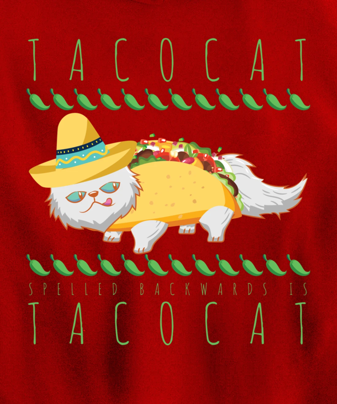 Tacocat Spelled Backward Is Tacocat Funny Mexican Cat Tacos Pullover Hoodie