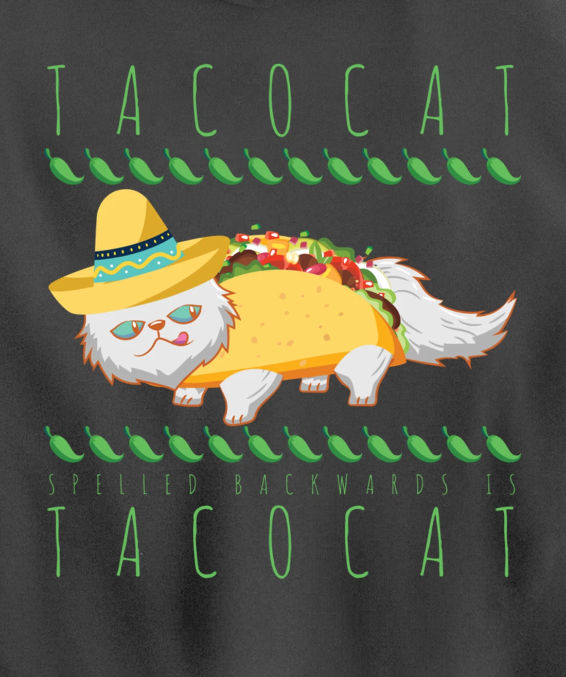 Tacocat Spelled Backward Is Tacocat Funny Mexican Cat Tacos Pullover Hoodie