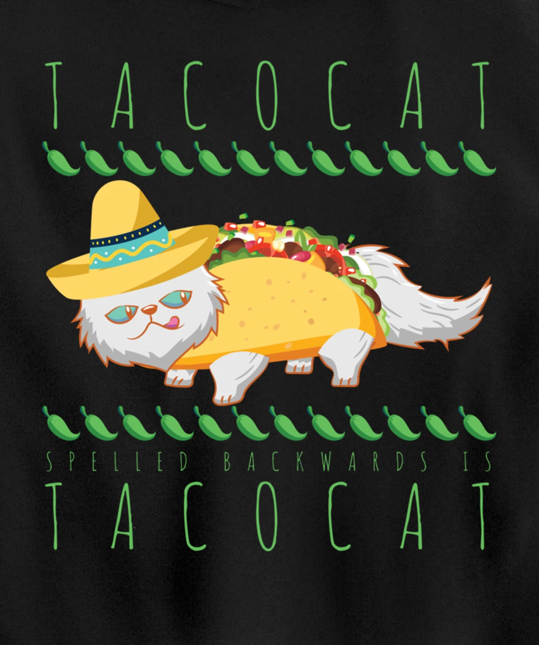 Tacocat Spelled Backward Is Tacocat Funny Mexican Cat Tacos Pullover Hoodie