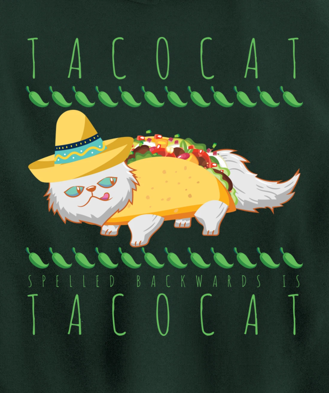 Tacocat Spelled Backward Is Tacocat Funny Mexican Cat Tacos Pullover Hoodie