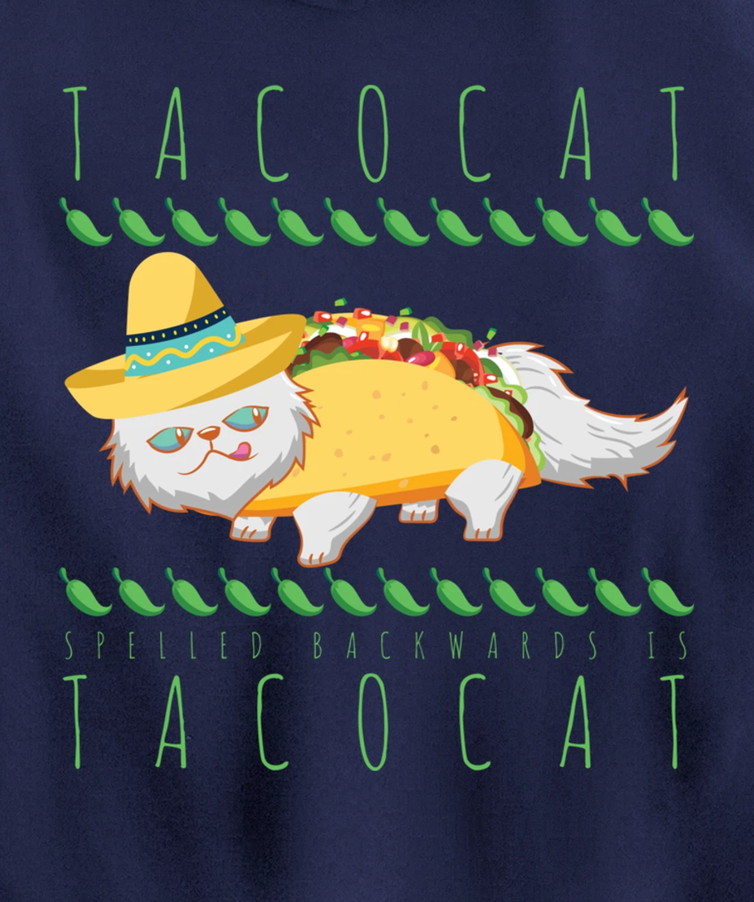Tacocat Spelled Backward Is Tacocat Funny Mexican Cat Tacos Pullover Hoodie