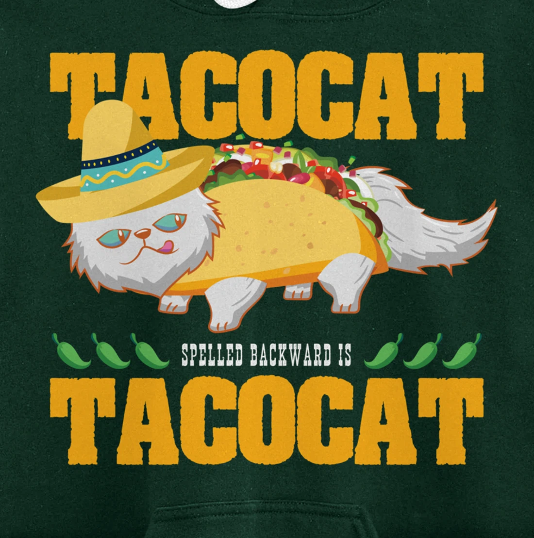 Tacocat Spelled Backwards Funny Cat Lover Mexican Food Tacos Pullover Hoodie