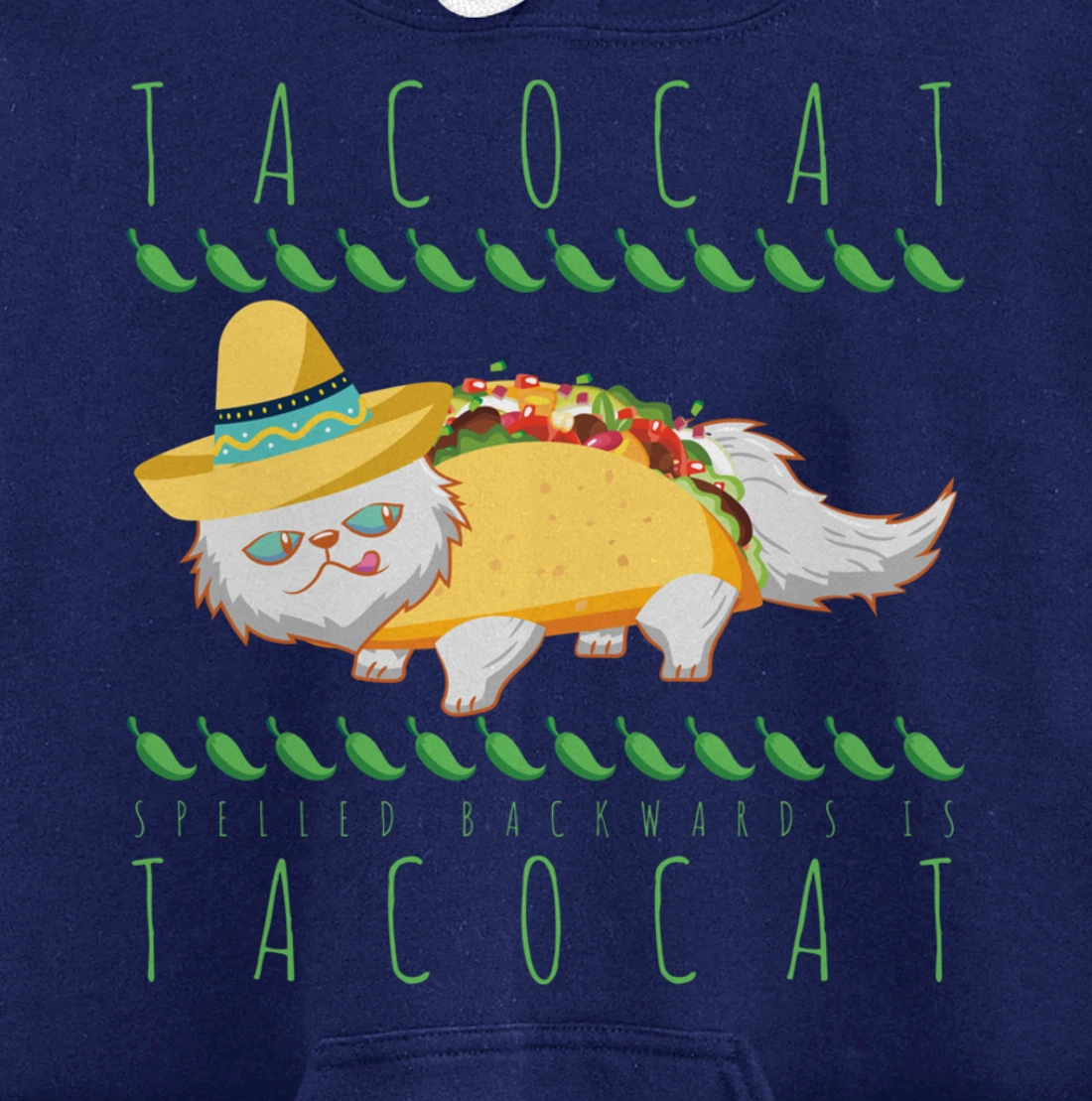 Tacocat Spelled Backward Is Tacocat Funny Mexican Cat Tacos Pullover Hoodie