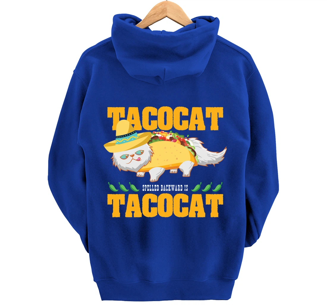 Tacocat Spelled Backwards Funny Cat Lover Mexican Food Tacos Pullover Hoodie