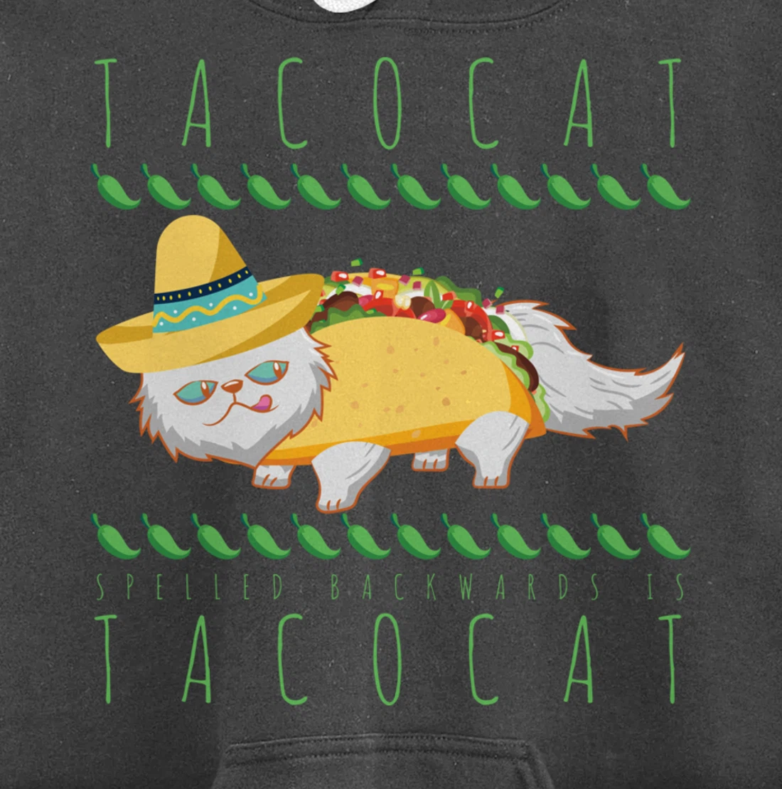 Tacocat Spelled Backward Is Tacocat Funny Mexican Cat Tacos Pullover Hoodie