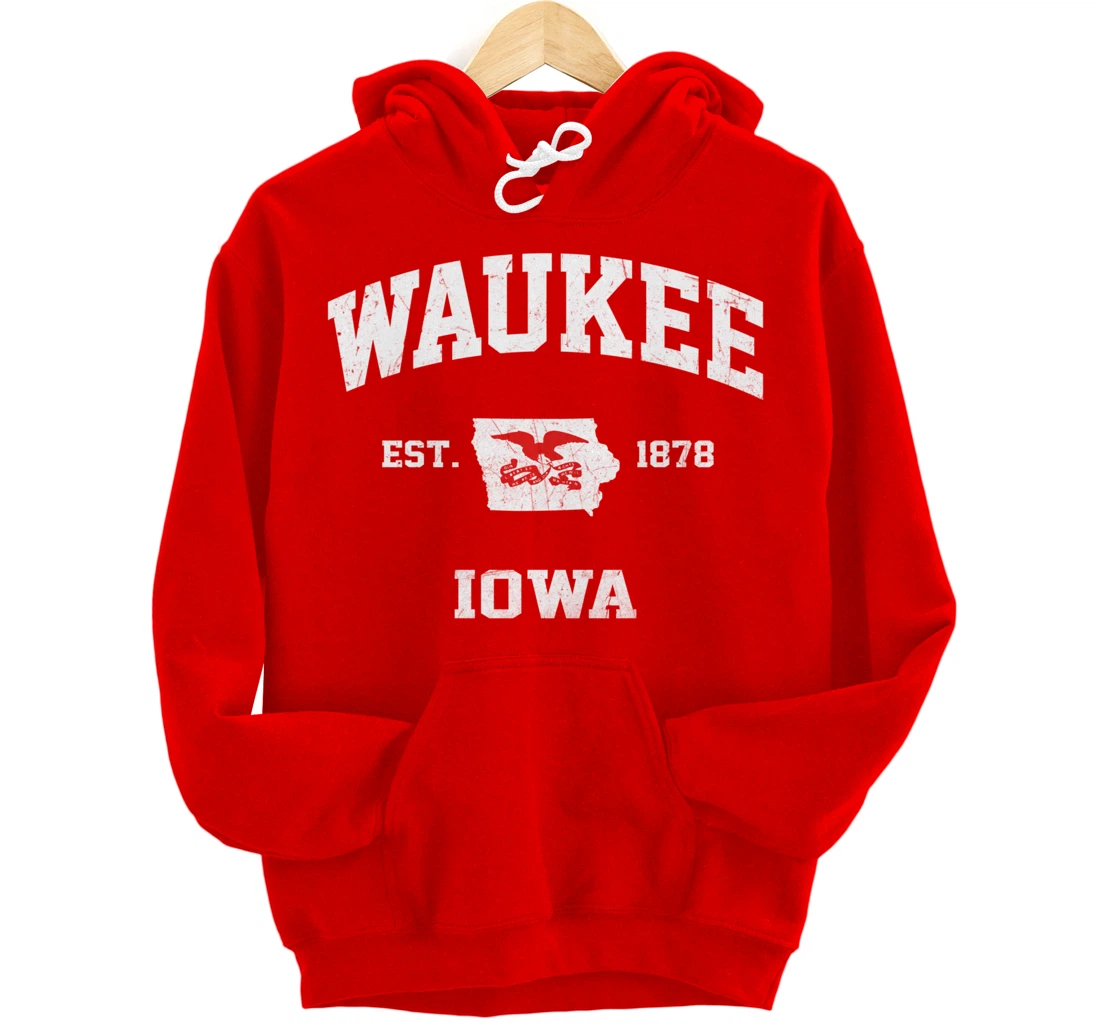Waukee Iowa IA vintage State Athletic style Pullover Hoodie