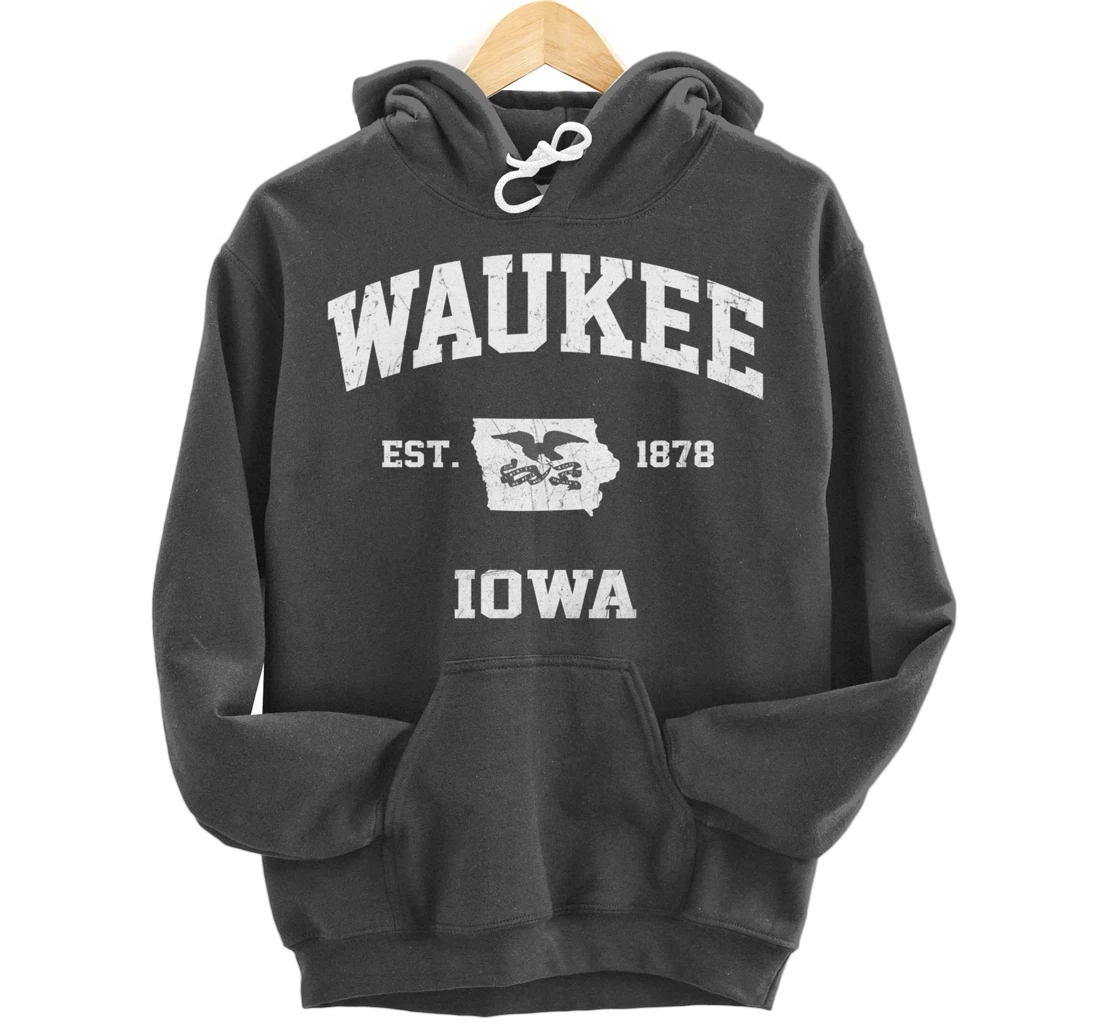Waukee Iowa IA vintage State Athletic style Pullover Hoodie