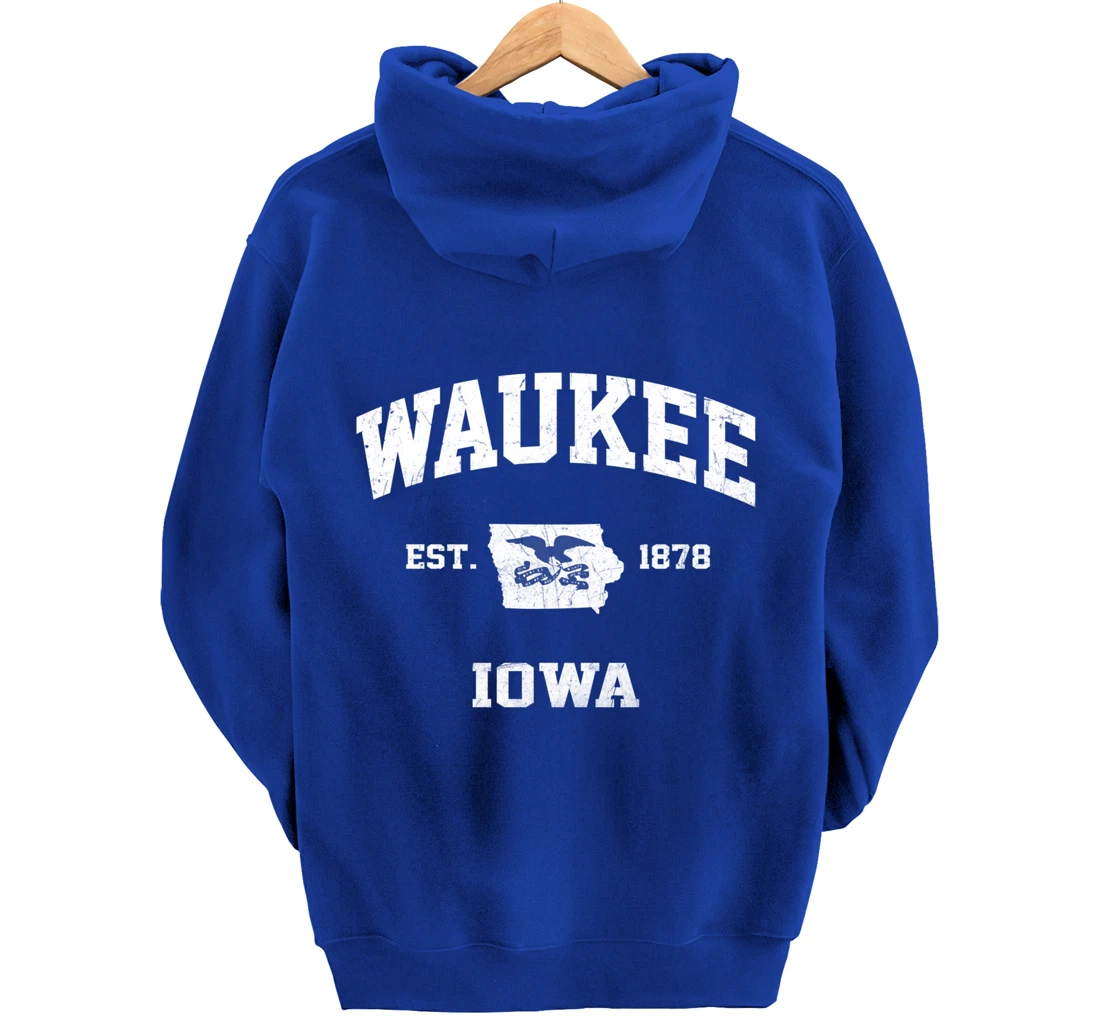 Waukee Iowa IA vintage State Athletic style Pullover Hoodie