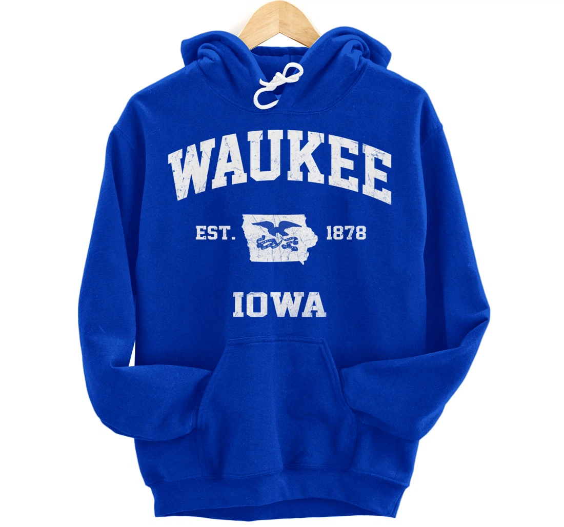 Waukee Iowa IA vintage State Athletic style Pullover Hoodie