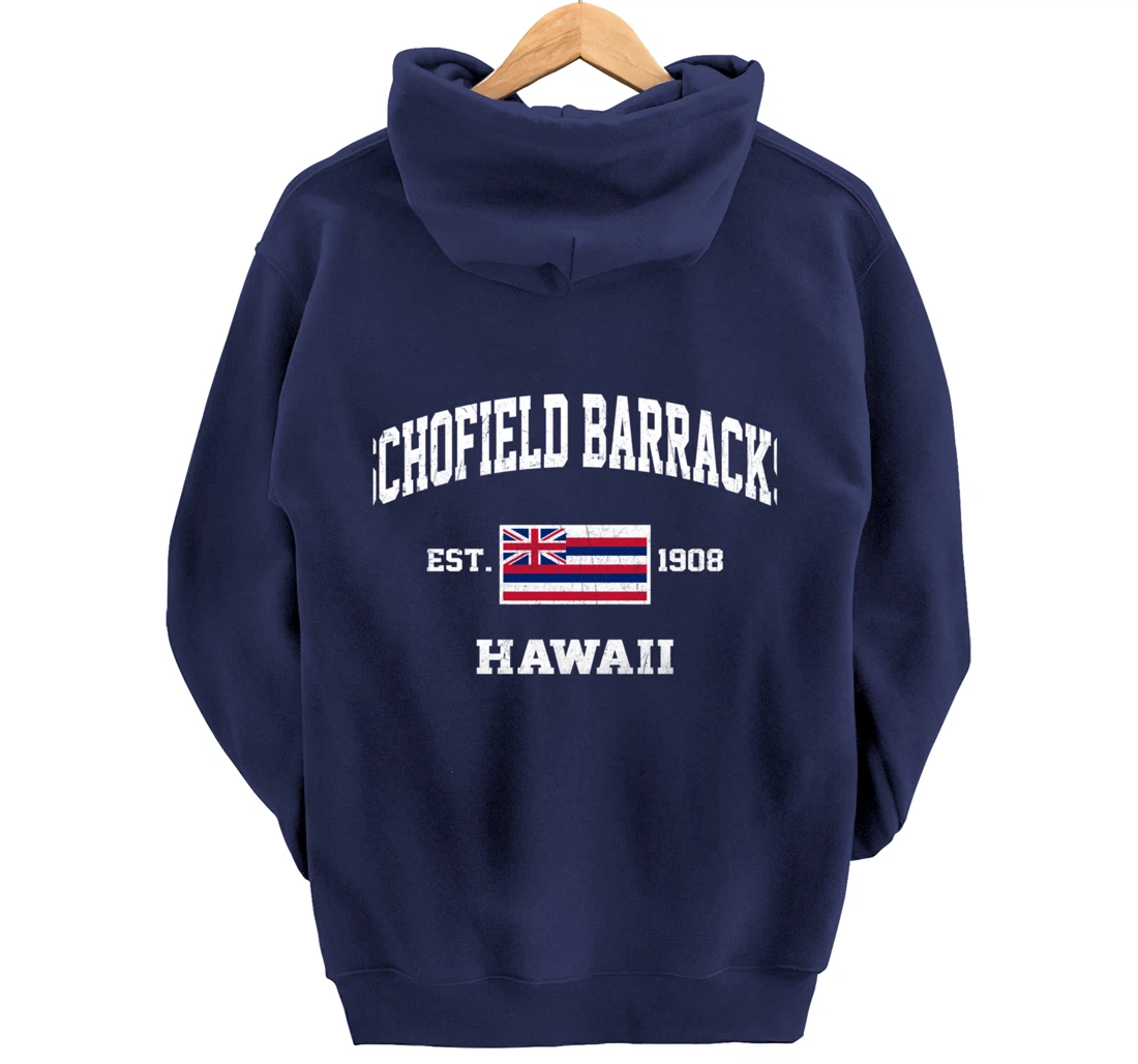 Schofield Barracks Hawaii HI vintage State Athletic style Pullover Hoodie