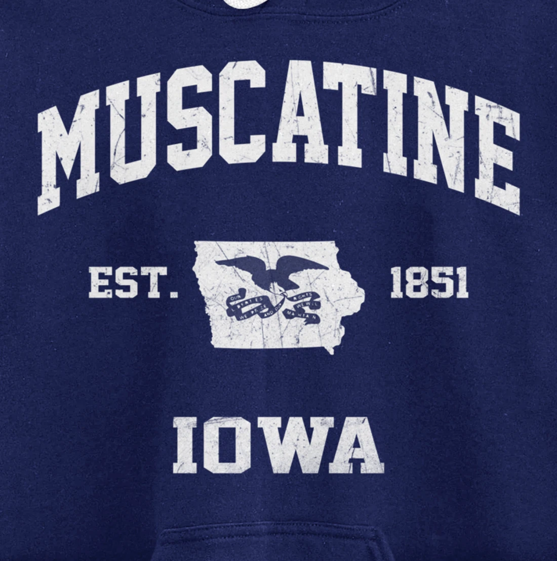 Muscatine Iowa IA vintage State Athletic style Pullover Hoodie