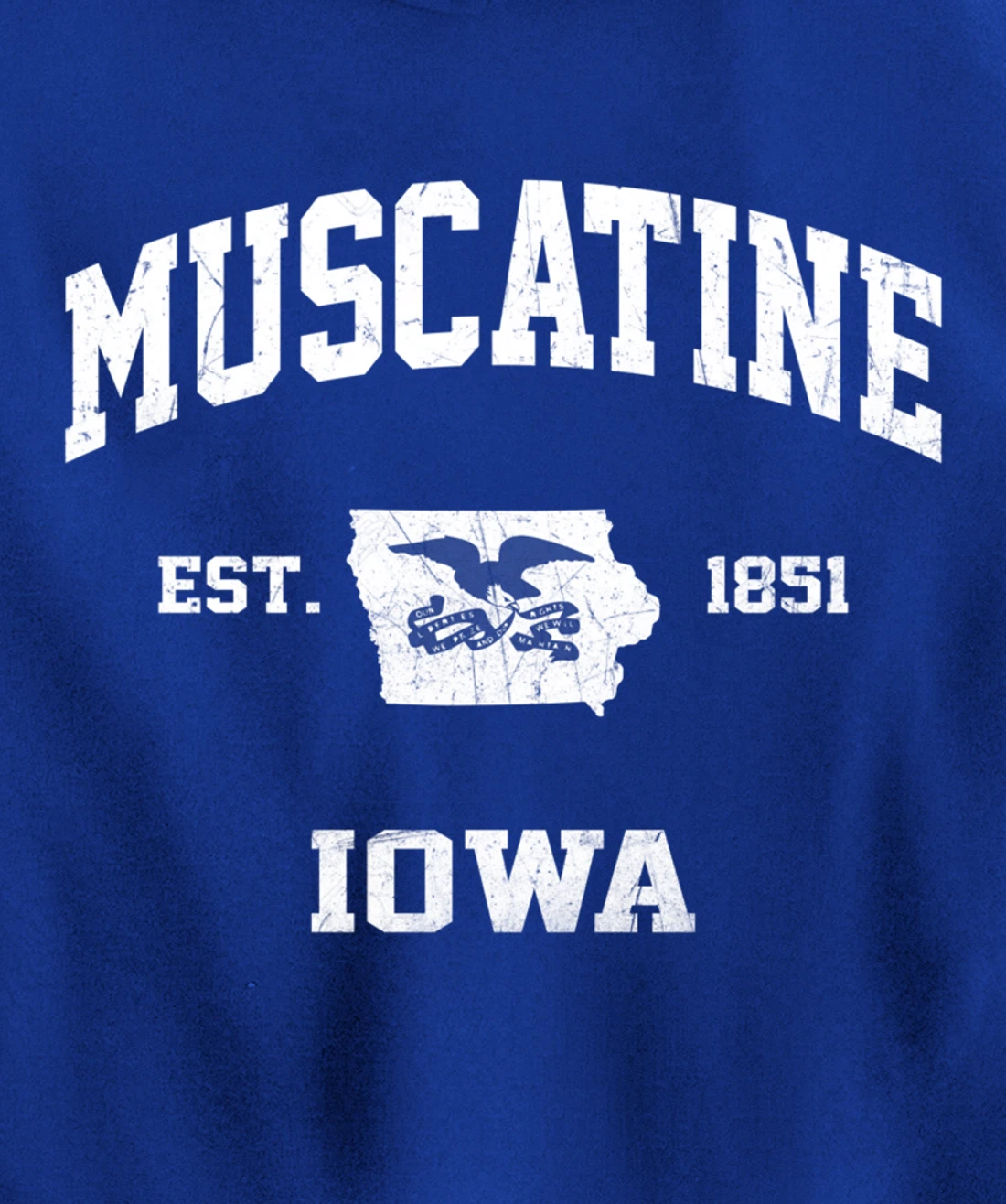 Muscatine Iowa IA vintage State Athletic style Pullover Hoodie