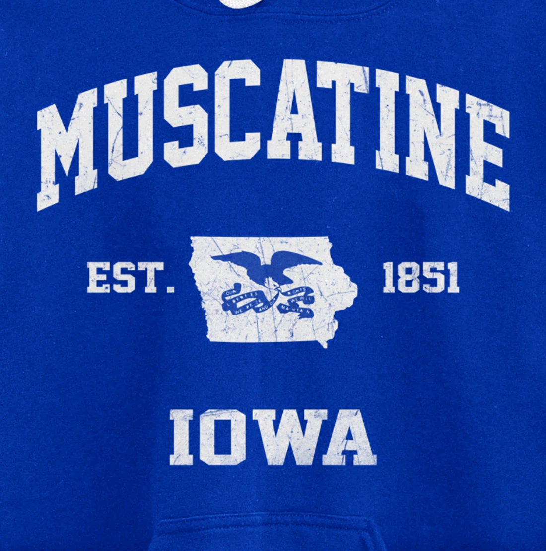 Muscatine Iowa IA vintage State Athletic style Pullover Hoodie