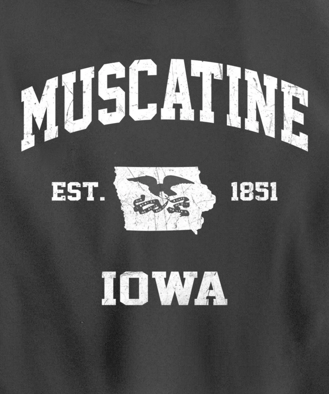 Muscatine Iowa IA vintage State Athletic style Pullover Hoodie