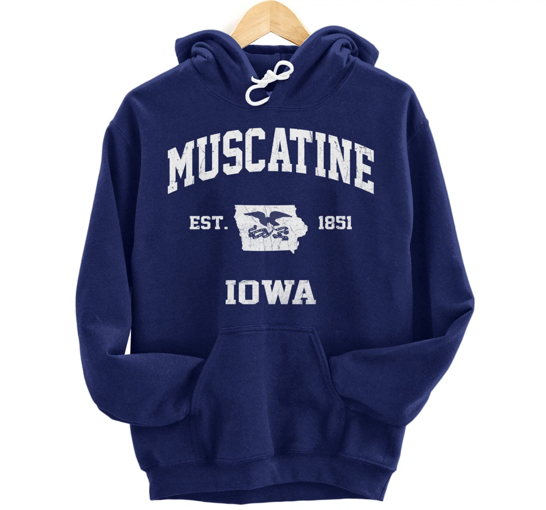 Muscatine Iowa IA vintage State Athletic style Pullover Hoodie