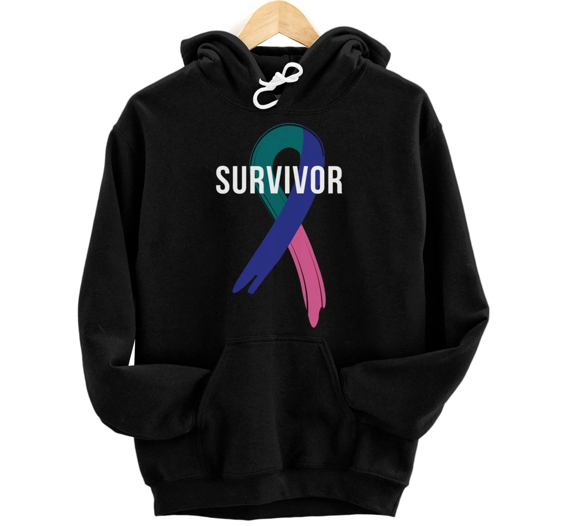 Thyroid Cancer Fight Cancer Ribbon Pullover Hoodie