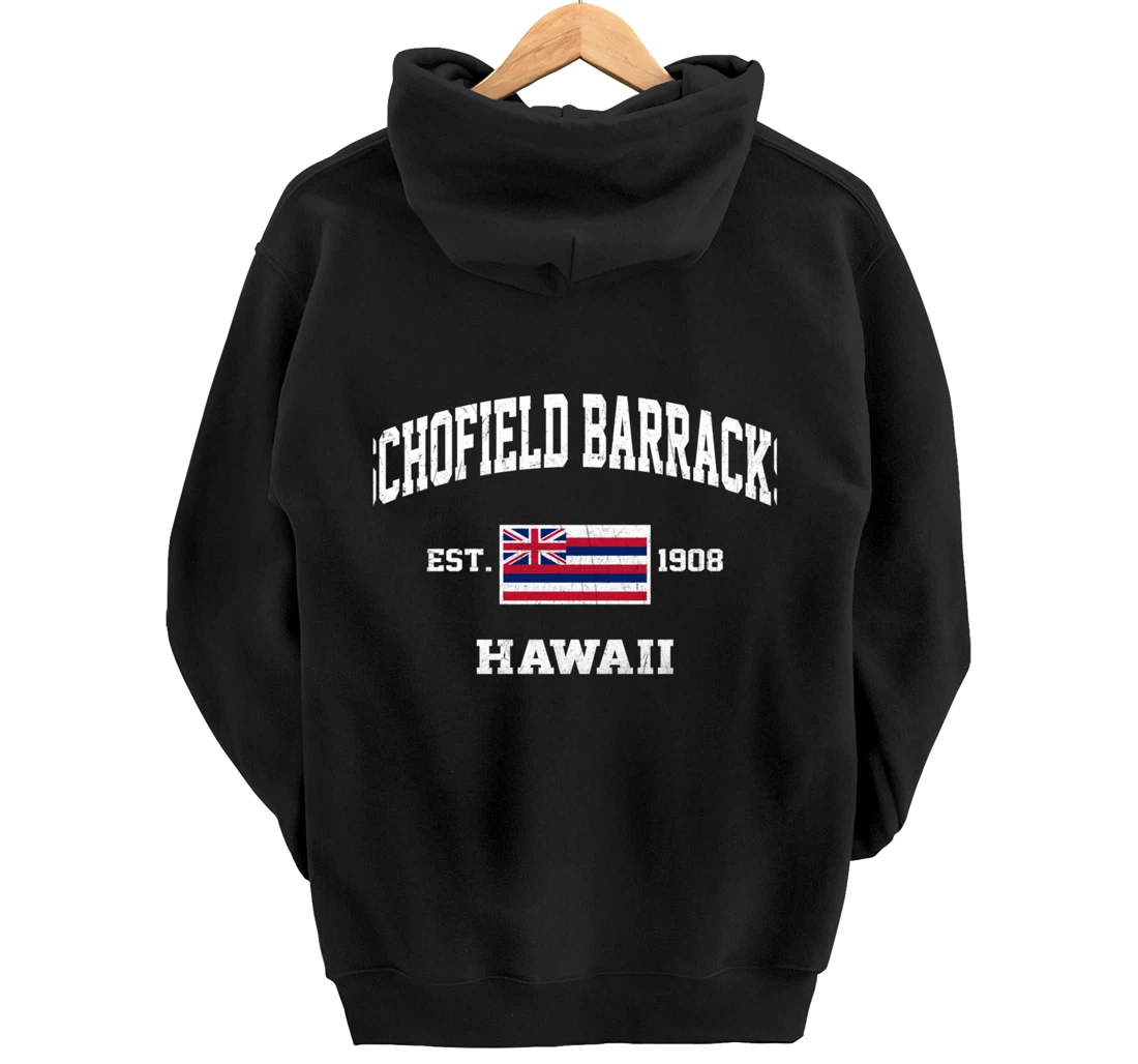 Schofield Barracks Hawaii HI vintage State Athletic style Pullover Hoodie
