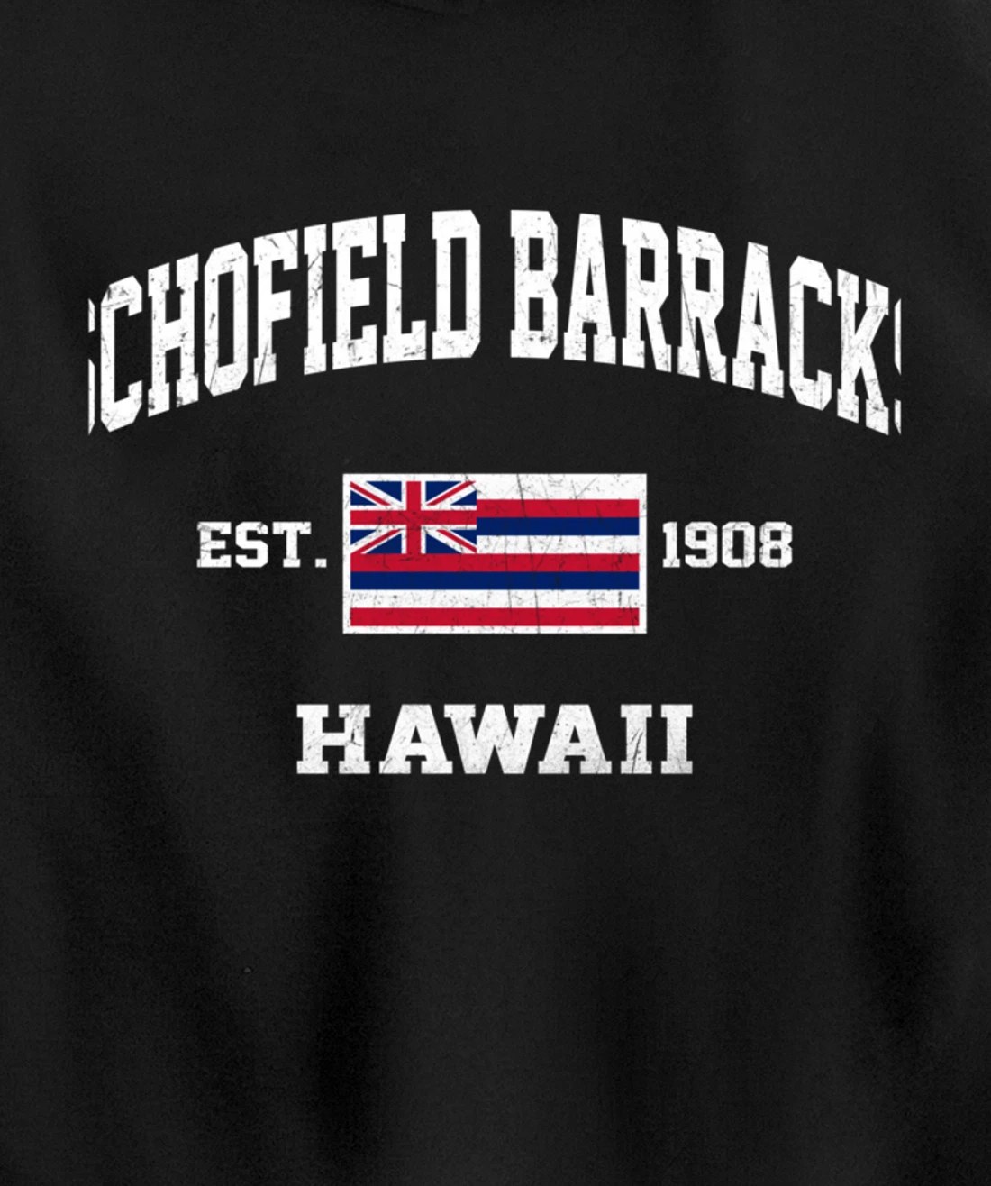 Schofield Barracks Hawaii HI vintage State Athletic style Pullover Hoodie