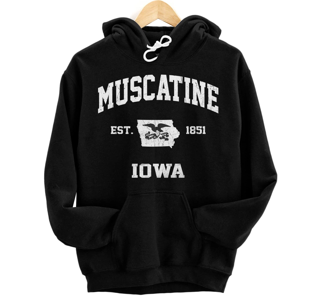 Muscatine Iowa IA vintage State Athletic style Pullover Hoodie