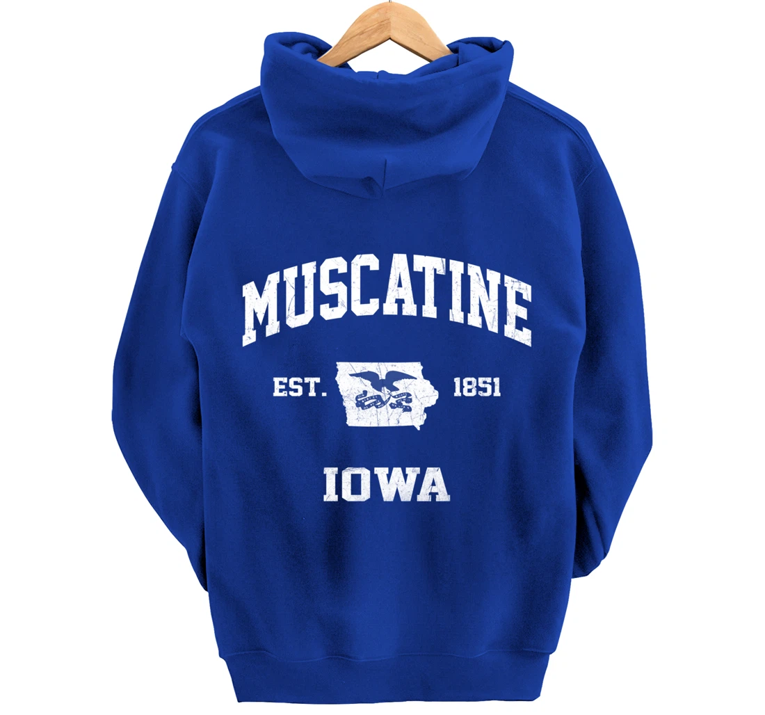 Muscatine Iowa IA vintage State Athletic style Pullover Hoodie
