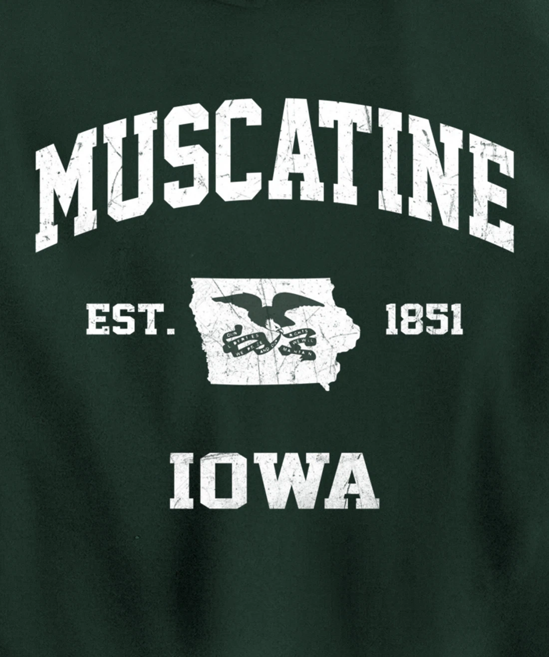 Muscatine Iowa IA vintage State Athletic style Pullover Hoodie
