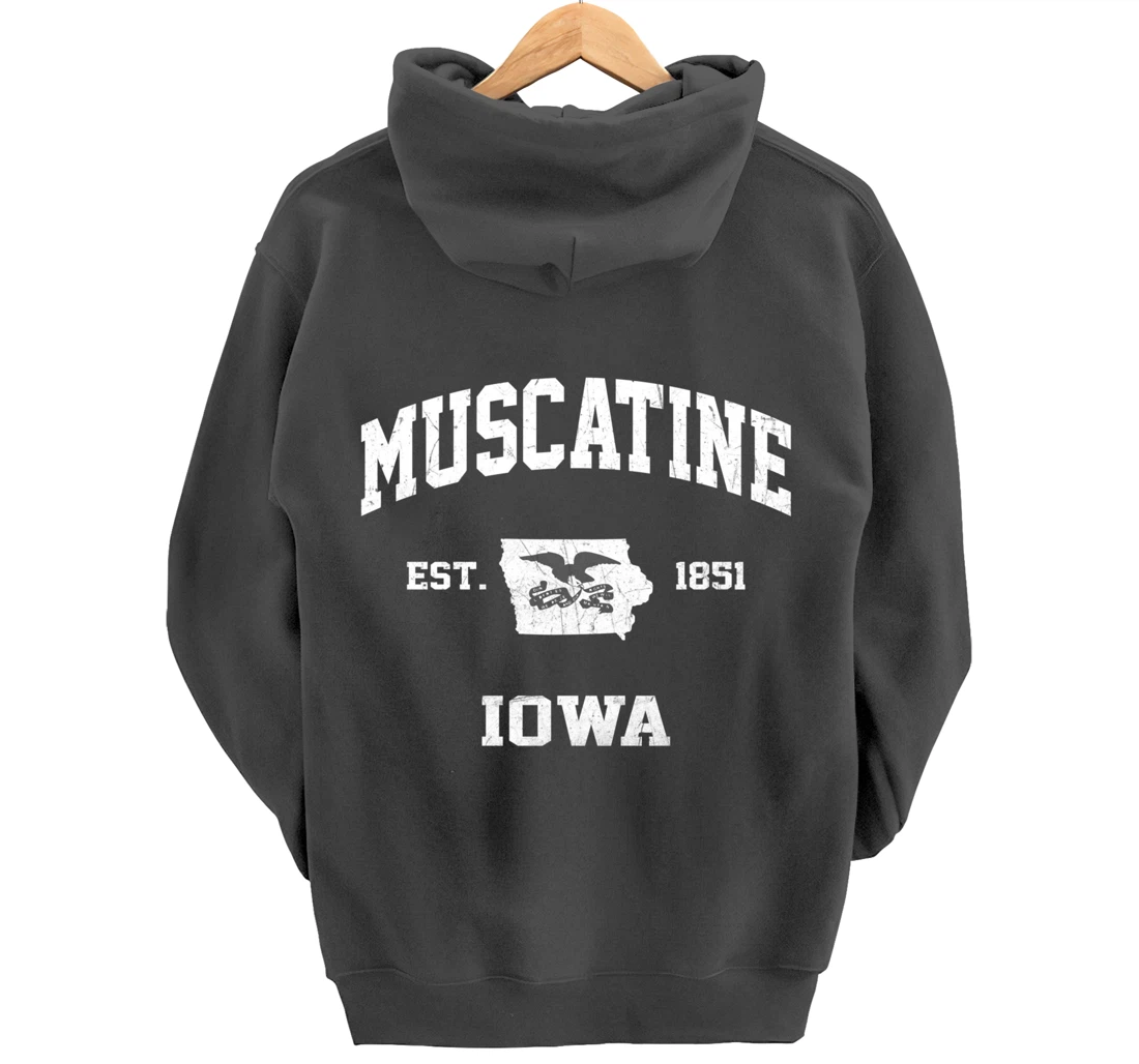 Muscatine Iowa IA vintage State Athletic style Pullover Hoodie