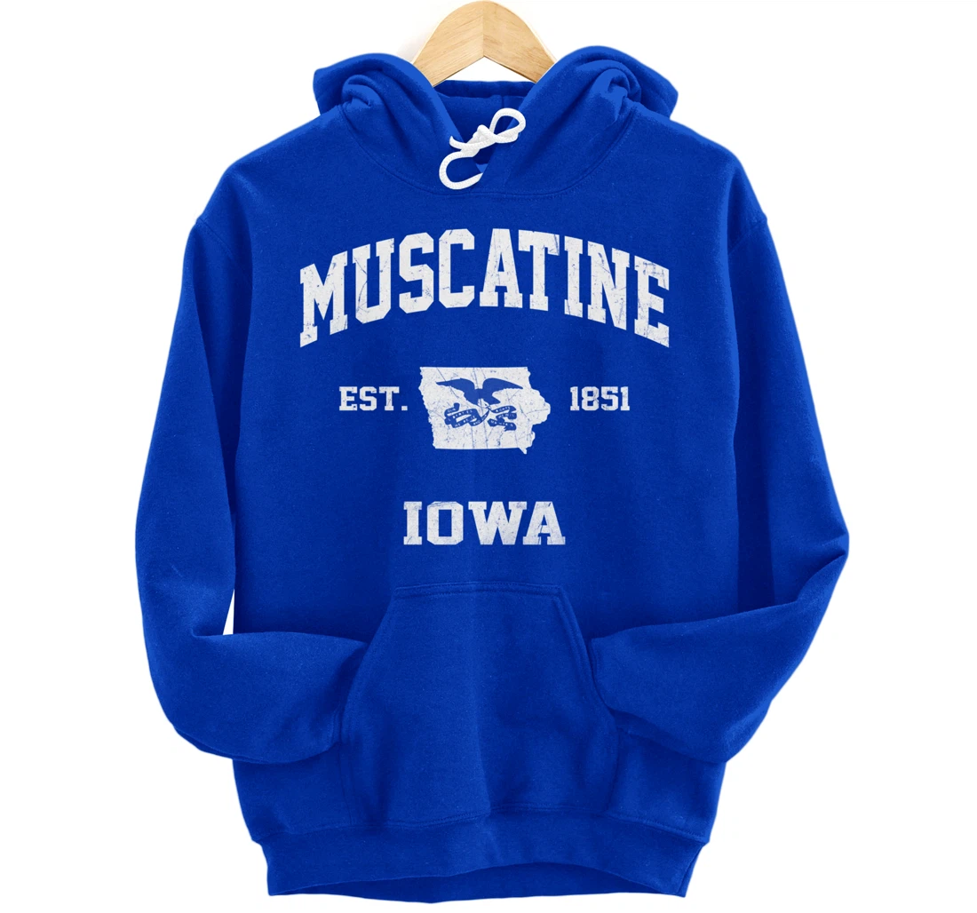 Muscatine Iowa IA vintage State Athletic style Pullover Hoodie