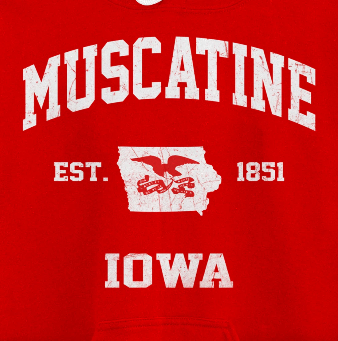 Muscatine Iowa IA vintage State Athletic style Pullover Hoodie