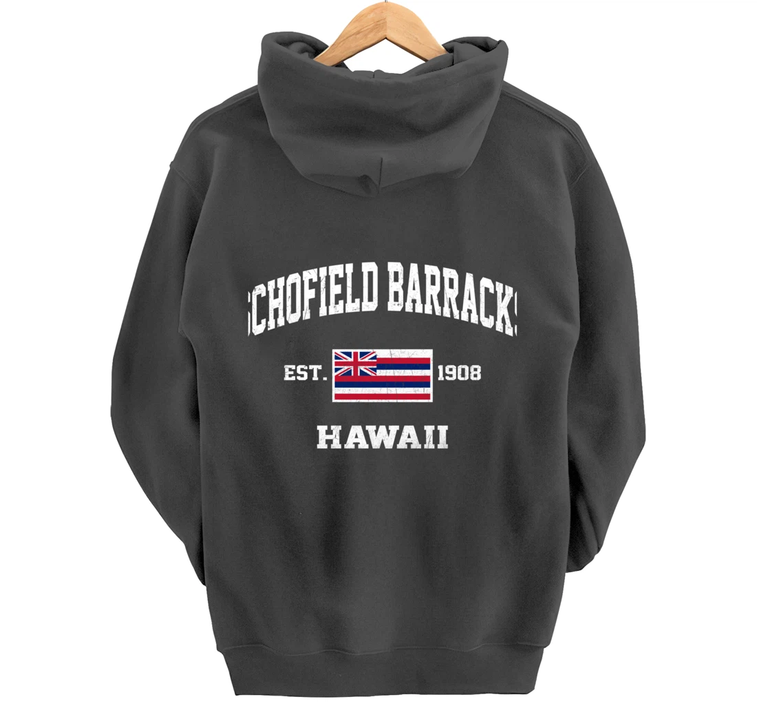 Schofield Barracks Hawaii HI vintage State Athletic style Pullover Hoodie