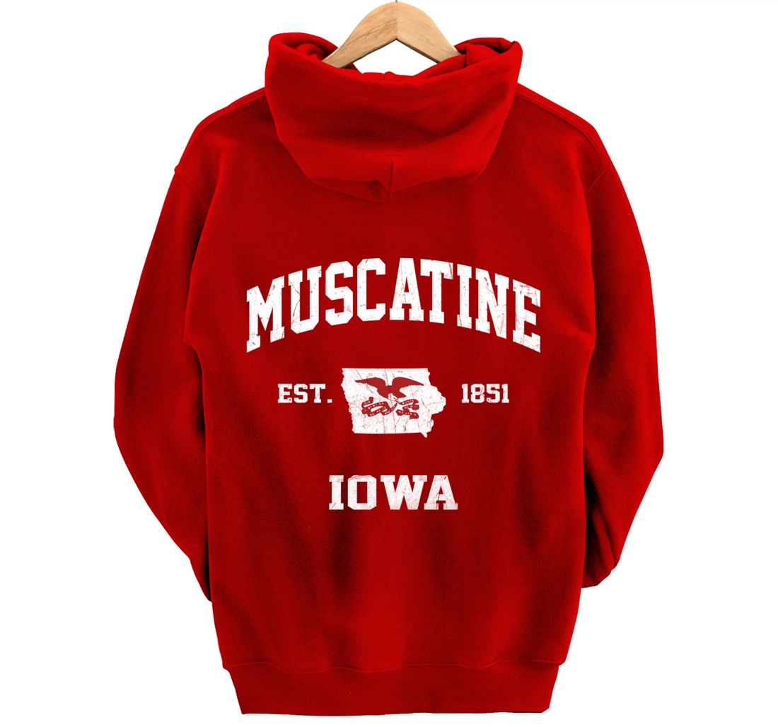 Muscatine Iowa IA vintage State Athletic style Pullover Hoodie