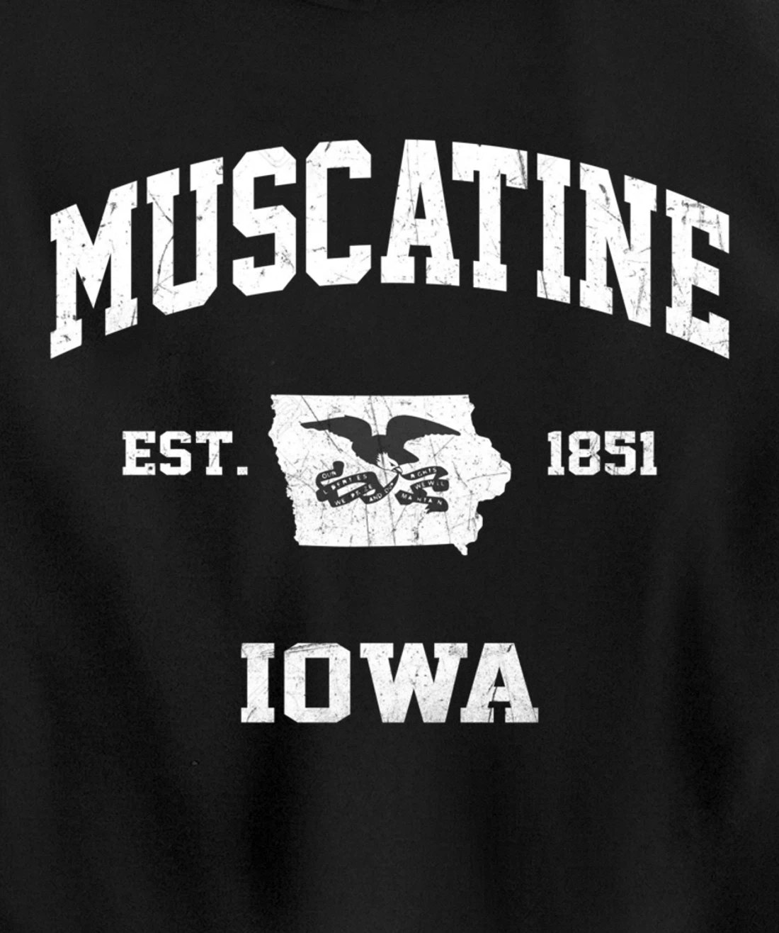 Muscatine Iowa IA vintage State Athletic style Pullover Hoodie