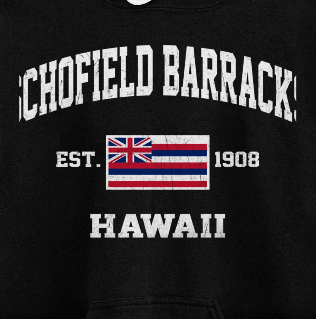 Schofield Barracks Hawaii HI vintage State Athletic style Pullover Hoodie