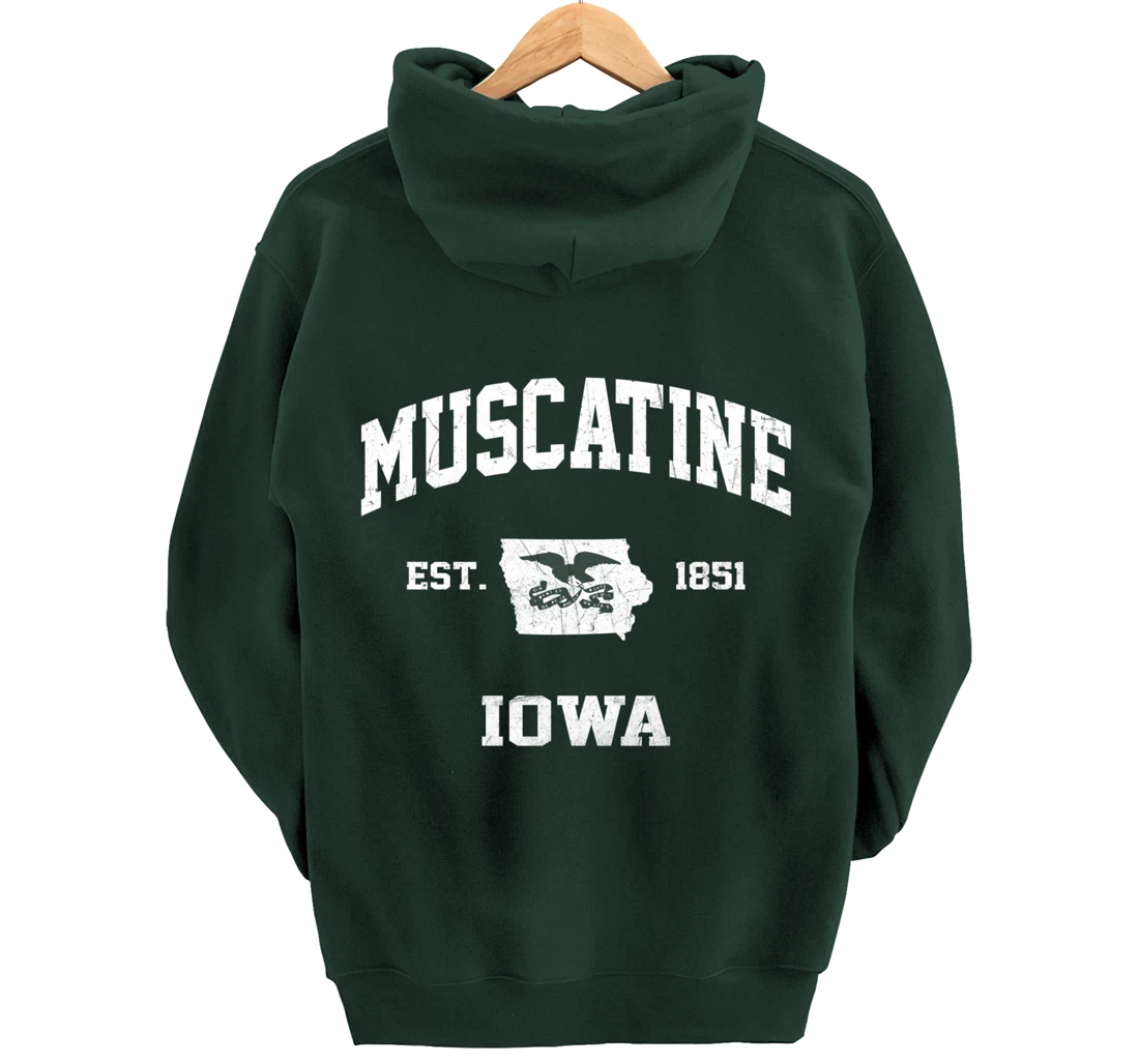 Muscatine Iowa IA vintage State Athletic style Pullover Hoodie