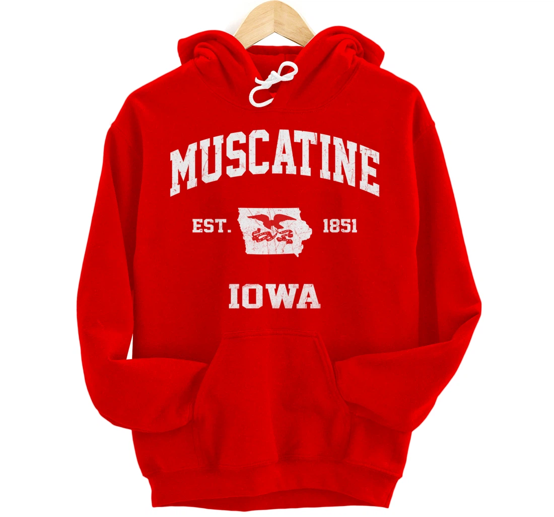 Muscatine Iowa IA vintage State Athletic style Pullover Hoodie
