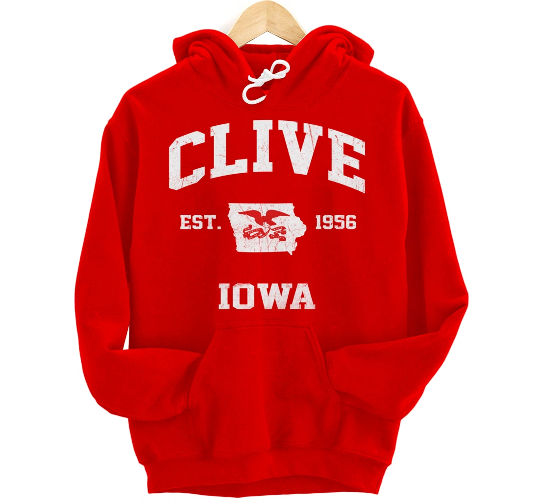 Clive Iowa IA vintage State Athletic style Pullover Hoodie