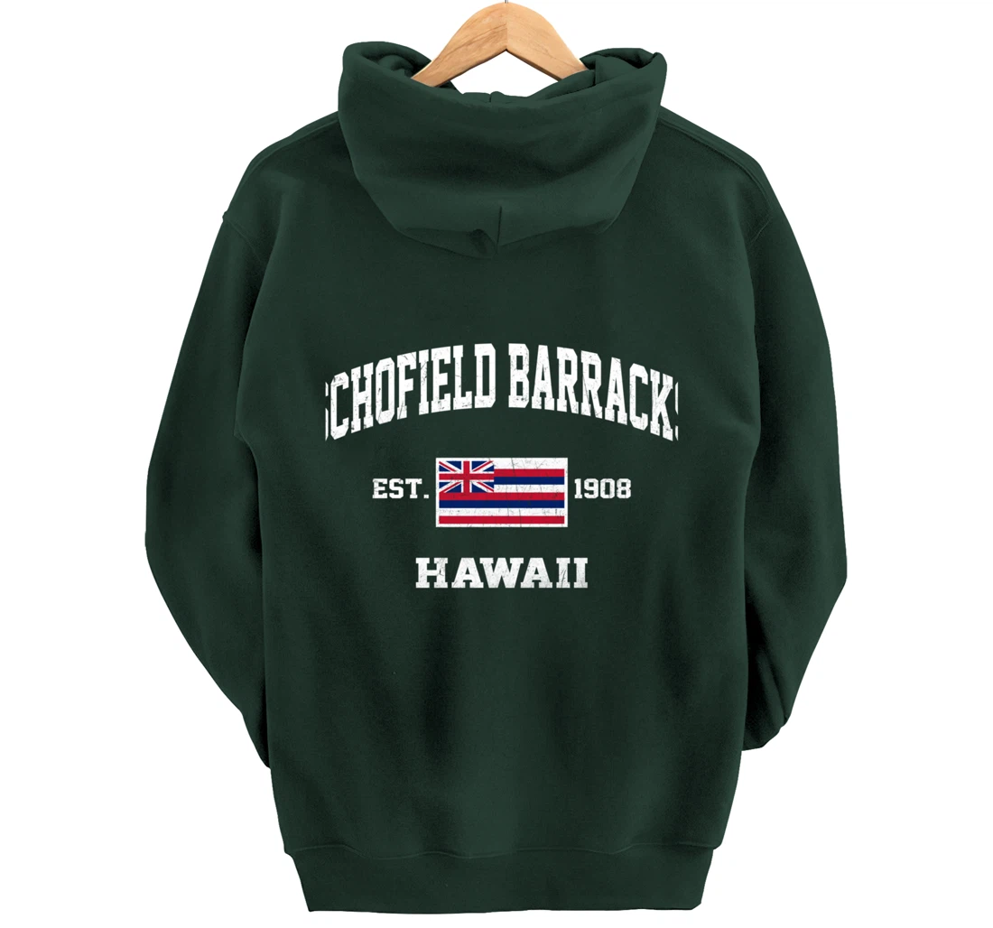 Schofield Barracks Hawaii HI vintage State Athletic style Pullover Hoodie