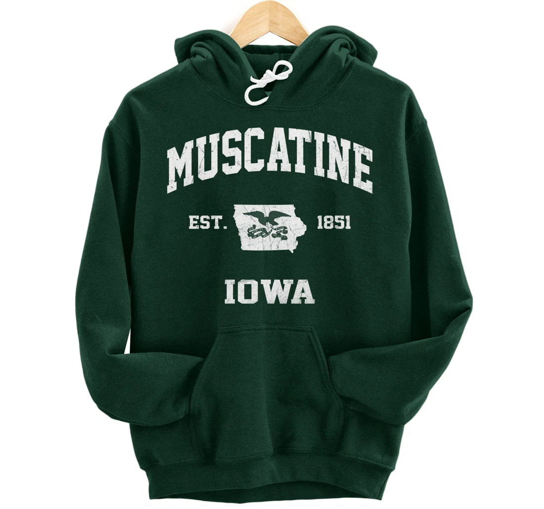 Muscatine Iowa IA vintage State Athletic style Pullover Hoodie