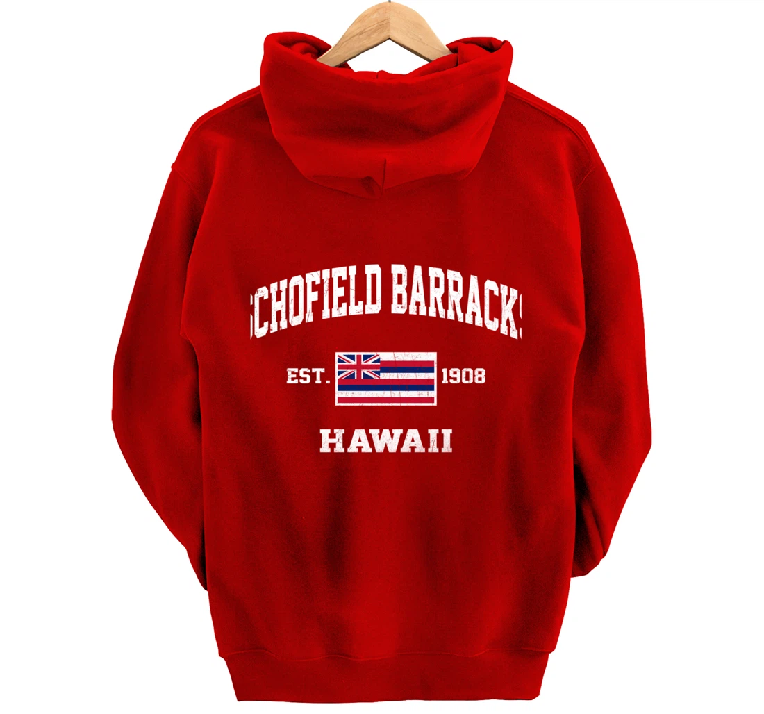 Schofield Barracks Hawaii HI vintage State Athletic style Pullover Hoodie