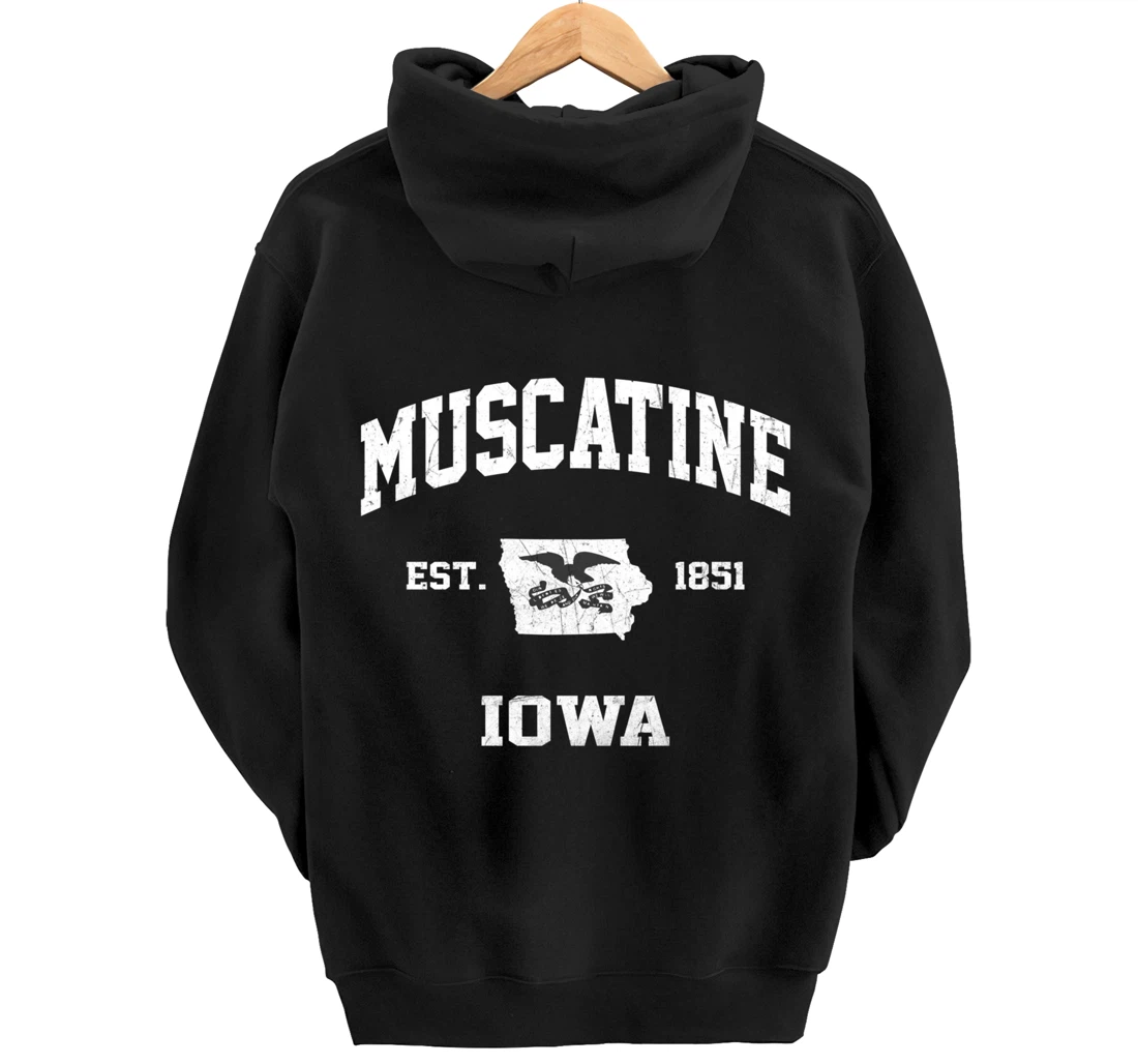 Muscatine Iowa IA vintage State Athletic style Pullover Hoodie
