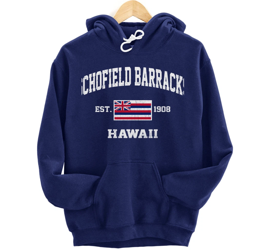 Schofield Barracks Hawaii HI vintage State Athletic style Pullover Hoodie