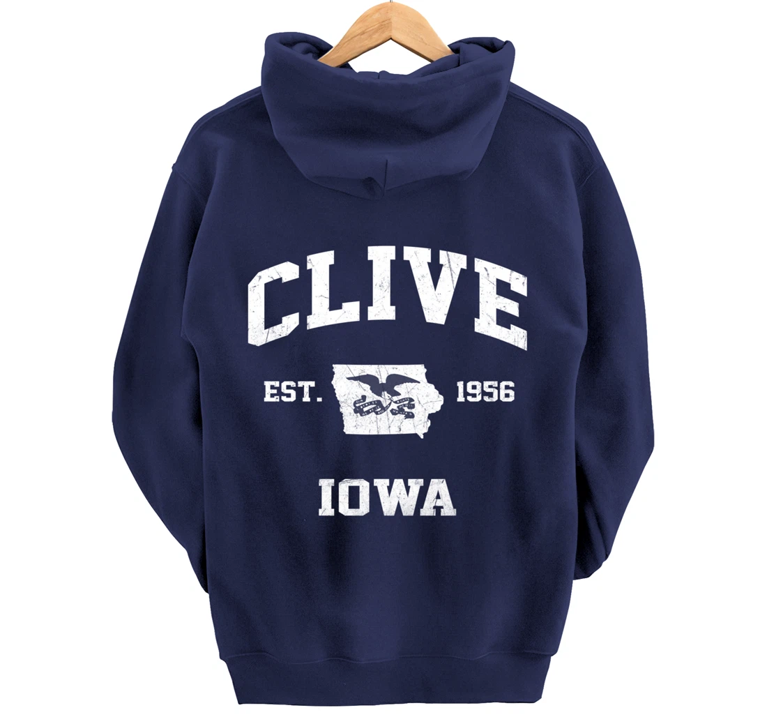 Clive Iowa IA vintage State Athletic style Pullover Hoodie