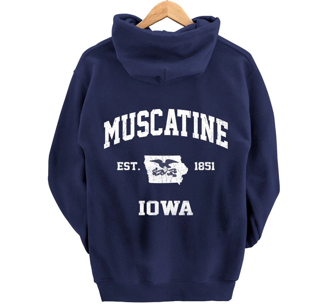 Muscatine Iowa IA vintage State Athletic style Pullover Hoodie