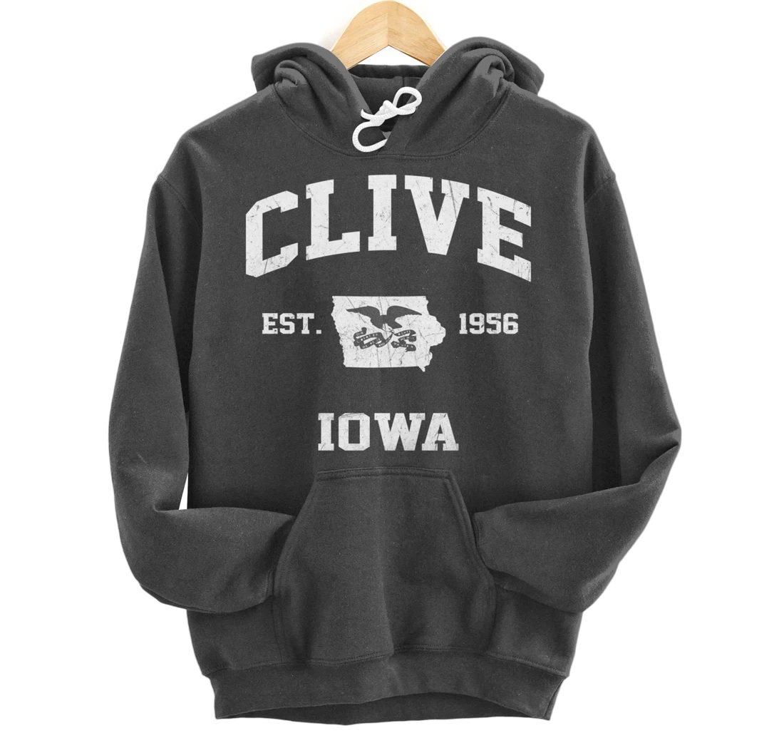 Clive Iowa IA vintage State Athletic style Pullover Hoodie