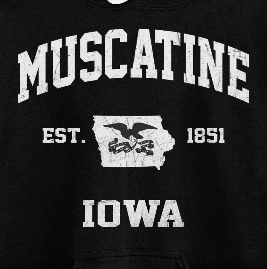Muscatine Iowa IA vintage State Athletic style Pullover Hoodie
