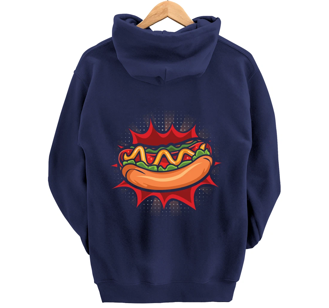 Hot Dog Fast Food Meat Lover Foodie Sausage Buns Pullover Hoodie