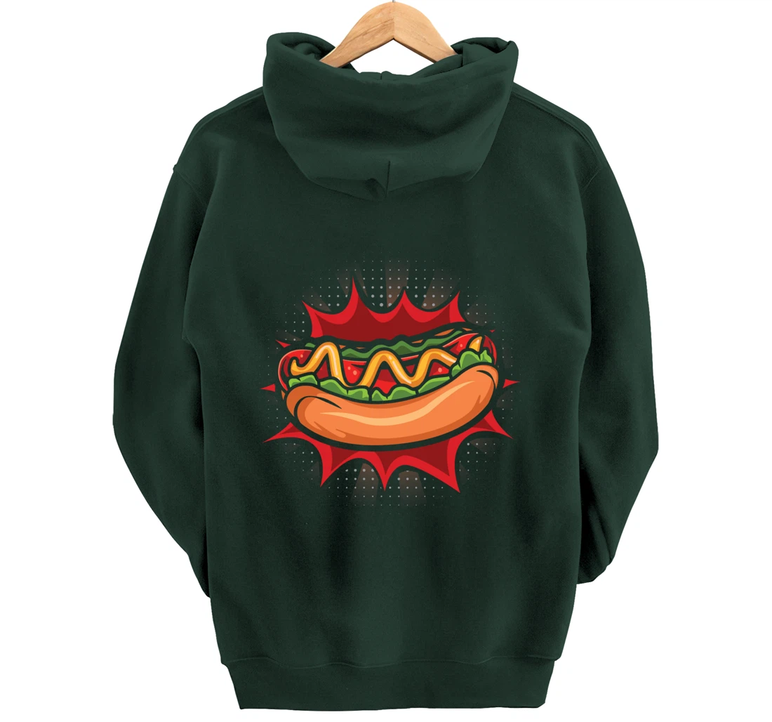 Hot Dog Fast Food Meat Lover Foodie Sausage Buns Pullover Hoodie