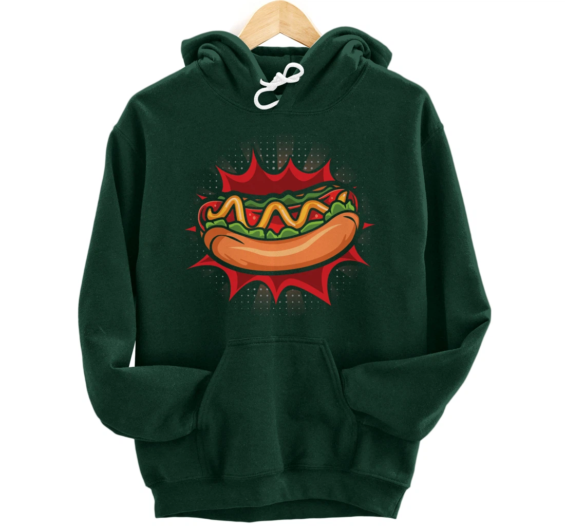 Hot Dog Fast Food Meat Lover Foodie Sausage Buns Pullover Hoodie